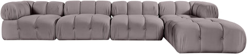 Camden Taupe Velvet Performance Fabric Upholstered Sectional, 5-Piece