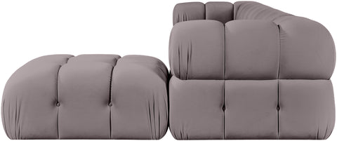 Camden Taupe Velvet Performance Fabric Upholstered Sectional, 5-Piece