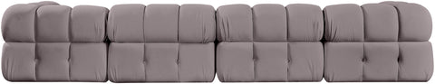 Camden Taupe Velvet Performance Fabric Upholstered Sectional, 5-Piece