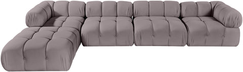 Camden Taupe Velvet Performance Fabric Upholstered Sectional, 5-Piece