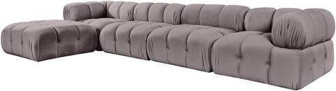 Camden Taupe Velvet Performance Fabric Upholstered Sectional, 5-Piece
