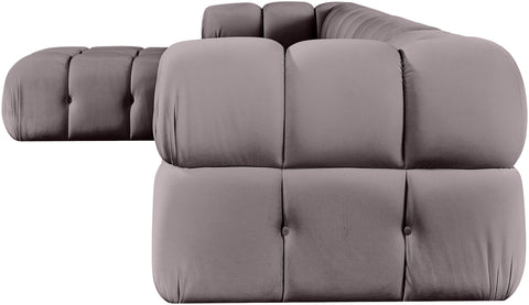Camden Taupe Velvet Performance Fabric Upholstered Sectional, 5-Piece