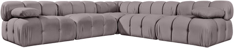 Camden Taupe Velvet Performance Fabric Upholstered Sectional, 5-Piece (Style 2)