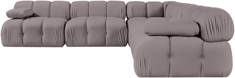 Camden Taupe Velvet Performance Fabric Upholstered Sectional, 5-Piece (Style 2)