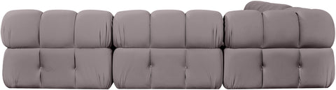 Camden Taupe Velvet Performance Fabric Upholstered Sectional, 5-Piece (Style 2)