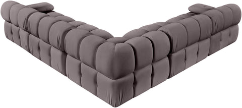 Camden Taupe Velvet Performance Fabric Upholstered Sectional, 5-Piece (Style 2)