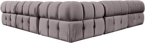 Camden Taupe Velvet Performance Fabric Upholstered Sectional, 5-Piece (Style 2)