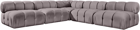 Camden Taupe Velvet Performance Fabric Upholstered Sectional, 5-Piece (Style 2)