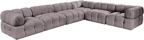 Camden Taupe Velvet Performance Fabric Upholstered Sectional, 6-Piece