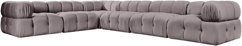 Camden Taupe Velvet Performance Fabric Upholstered Sectional, 6-Piece