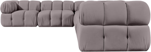 Camden Taupe Velvet Performance Fabric Upholstered Sectional, 6-Piece