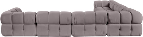 Camden Taupe Velvet Performance Fabric Upholstered Sectional, 6-Piece