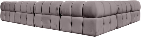 Camden Taupe Velvet Performance Fabric Upholstered Sectional, 6-Piece