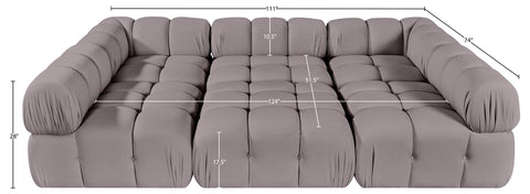 Camden Taupe Velvet Performance Fabric Upholstered Sectional, 6-Piece (Style 8)