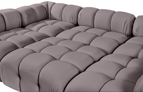 Camden Taupe Velvet Performance Fabric Upholstered Sectional, 6-Piece (Style 8)