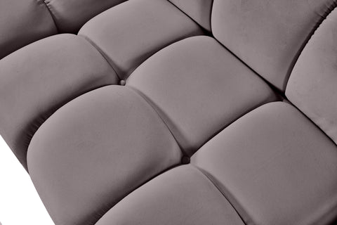 Camden Taupe Velvet Performance Fabric Upholstered Sectional, 6-Piece (Style 8)