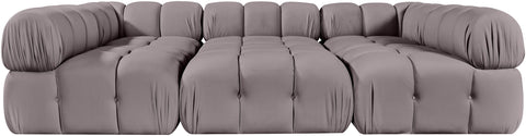 Camden Taupe Velvet Performance Fabric Upholstered Sectional, 6-Piece (Style 8)