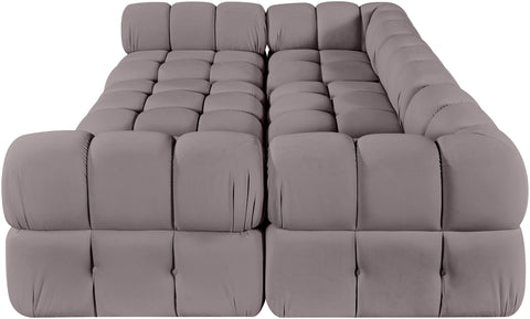 Camden Taupe Velvet Performance Fabric Upholstered Sectional, 6-Piece (Style 8)