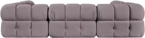 Camden Taupe Velvet Performance Fabric Upholstered Sectional, 6-Piece (Style 8)