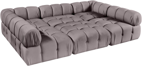 Camden Taupe Velvet Performance Fabric Upholstered Sectional, 6-Piece (Style 8)