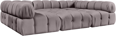 Camden Taupe Velvet Performance Fabric Upholstered Sectional, 6-Piece (Style 8)