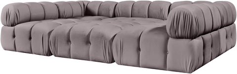 Camden Taupe Velvet Performance Fabric Upholstered Sectional, 6-Piece (Style 8)