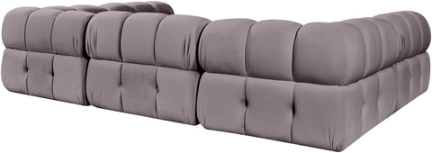 Camden Taupe Velvet Performance Fabric Upholstered Sectional, 6-Piece (Style 8)