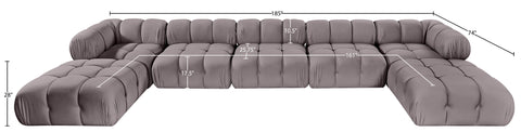 Camden Taupe Velvet Performance Fabric Upholstered Sectional, 7-Piece (Style 3)