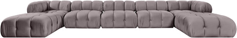 Camden Taupe Velvet Performance Fabric Upholstered Sectional, 7-Piece (Style 3)