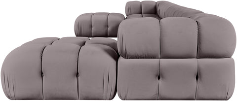 Camden Taupe Velvet Performance Fabric Upholstered Sectional, 7-Piece (Style 3)