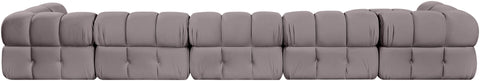Camden Taupe Velvet Performance Fabric Upholstered Sectional, 7-Piece (Style 3)