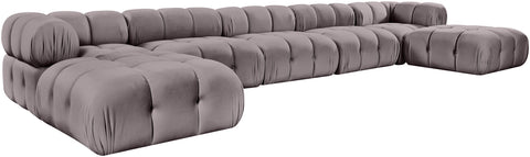 Camden Taupe Velvet Performance Fabric Upholstered Sectional, 7-Piece (Style 3)
