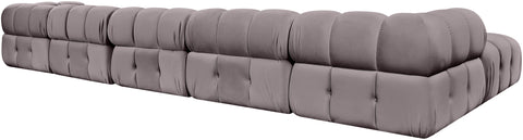 Camden Taupe Velvet Performance Fabric Upholstered Sectional, 7-Piece (Style 3)