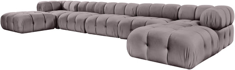 Camden Taupe Velvet Performance Fabric Upholstered Sectional, 7-Piece (Style 3)