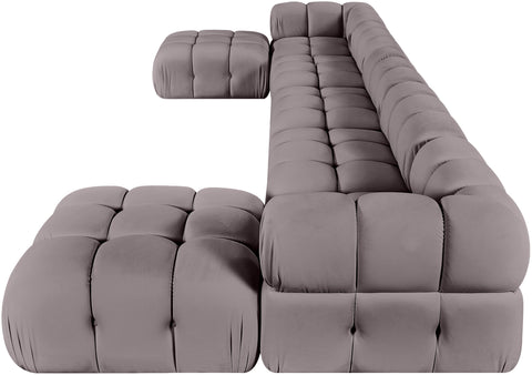 Camden Taupe Velvet Performance Fabric Upholstered Sectional, 7-Piece (Style 3)
