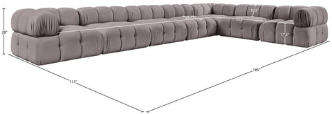 Camden Taupe Velvet Performance Fabric Upholstered Sectional, 7-Piece (Style 4)
