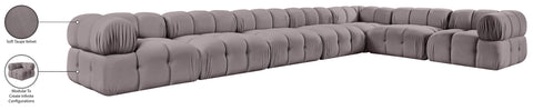 Camden Taupe Velvet Performance Fabric Upholstered Sectional, 7-Piece (Style 4)