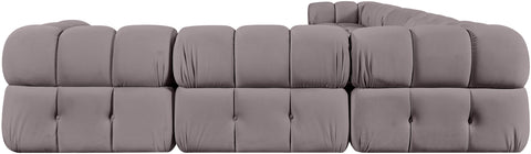 Camden Taupe Velvet Performance Fabric Upholstered Sectional, 7-Piece (Style 4)