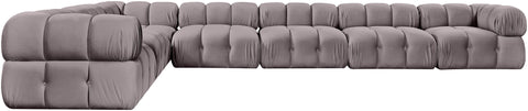 Camden Taupe Velvet Performance Fabric Upholstered Sectional, 7-Piece (Style 4)
