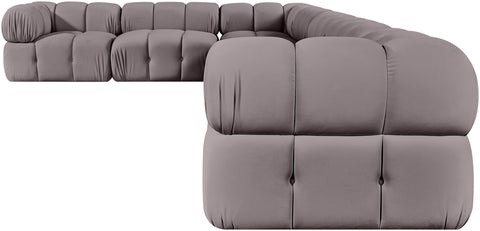 Camden Taupe Velvet Performance Fabric Upholstered Sectional, 7-Piece (Style 4)