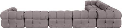Camden Taupe Velvet Performance Fabric Upholstered Sectional, 7-Piece (Style 4)