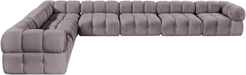 Camden Taupe Velvet Performance Fabric Upholstered Sectional, 7-Piece (Style 4)
