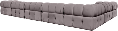 Camden Taupe Velvet Performance Fabric Upholstered Sectional, 7-Piece (Style 4)