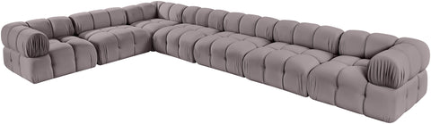 Camden Taupe Velvet Performance Fabric Upholstered Sectional, 7-Piece (Style 4)