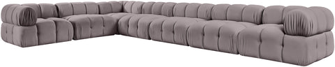 Camden Taupe Velvet Performance Fabric Upholstered Sectional, 7-Piece (Style 4)