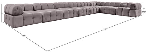 Camden Taupe Velvet Performance Fabric Upholstered Sectional, 8-Piece (Style 2)
