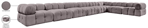Camden Taupe Velvet Performance Fabric Upholstered Sectional, 8-Piece (Style 2)