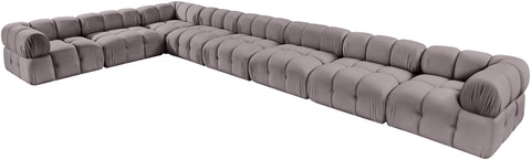 Camden Taupe Velvet Performance Fabric Upholstered Sectional, 8-Piece (Style 2)