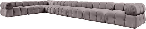 Camden Taupe Velvet Performance Fabric Upholstered Sectional, 8-Piece (Style 2)