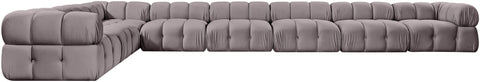Camden Taupe Velvet Performance Fabric Upholstered Sectional, 8-Piece (Style 2)
